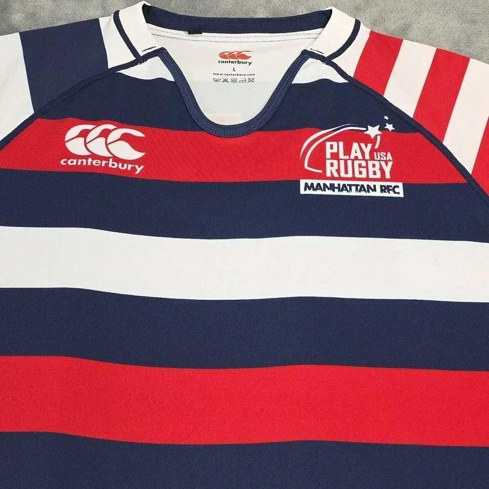 Canterbury USA Rugby Jersey Manhattan RFC #4 Men's Size L‎ Red White Blue - Picture 2 of 6